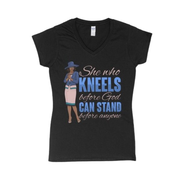 Religious Black T-shirt V-Neck NEW - Picture 1 of 2